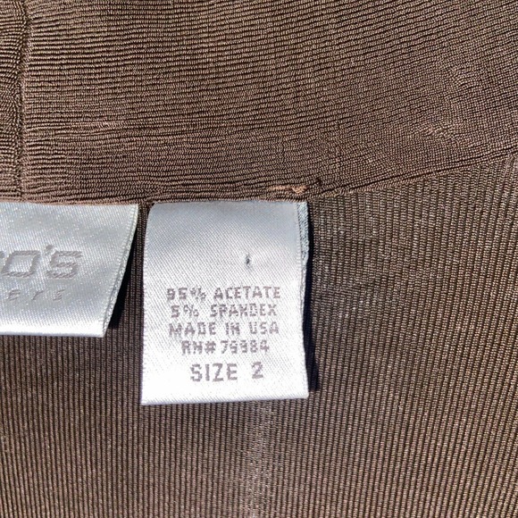 Chicos Cardigan Womens 2 Brown Rhinestones Long Sleeve Boat Neck Casual Sweater - Picture 4 of 13